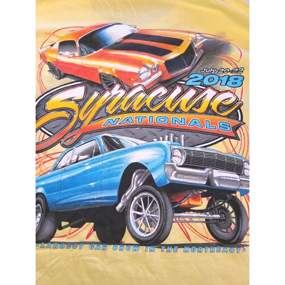 Syracuse Nationals Car Show 2018 Yellow Cotton Men's T Shirt Sz 3XL